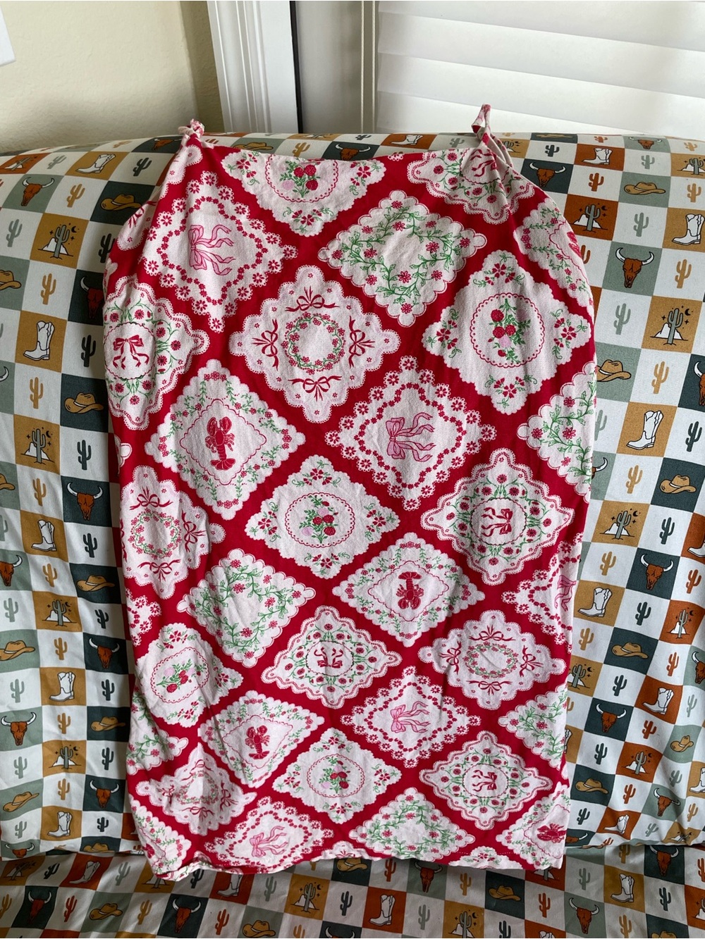 Women’s Red Floral Diamond-Print Slip Dress